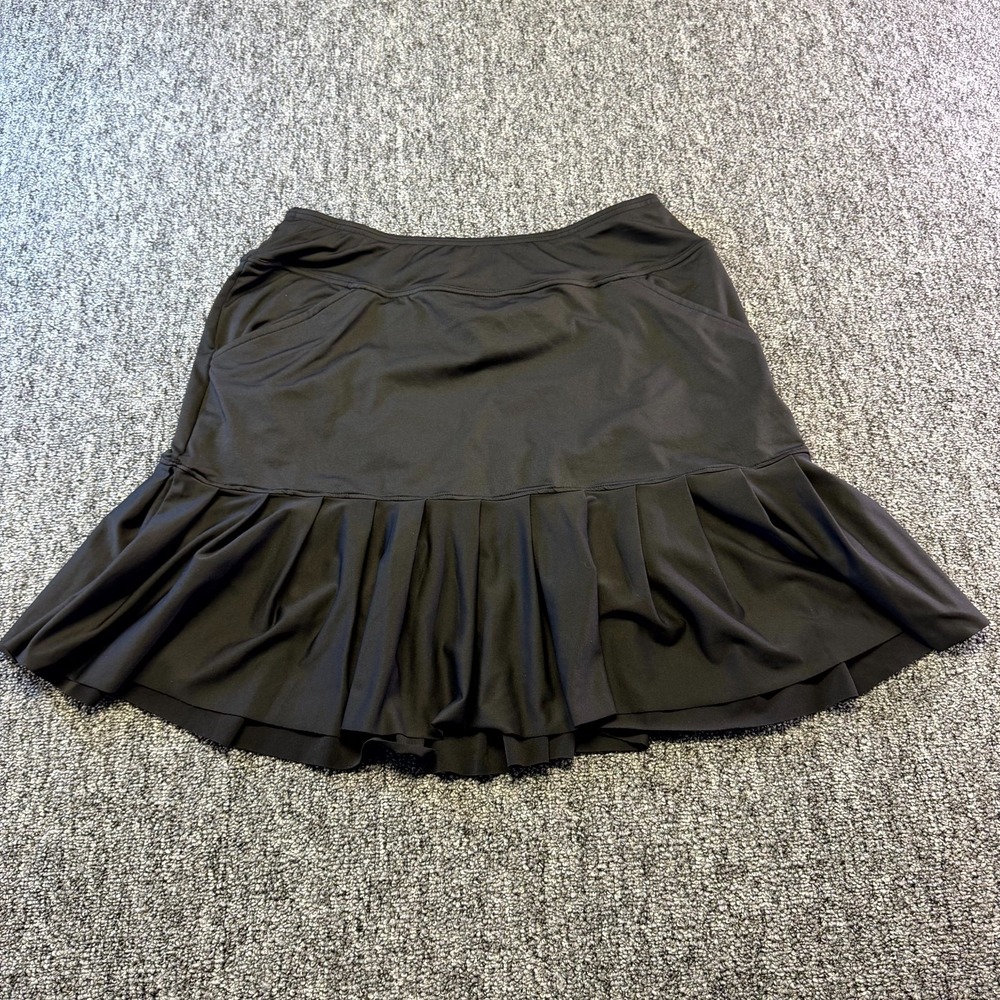 Moteepi Athletic Skirt Women Large Black Stretch Pleated Front Golf Tennis Skort